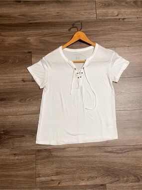 Viscose Top Short Sleeve Soft Lace Up Trendy Top
